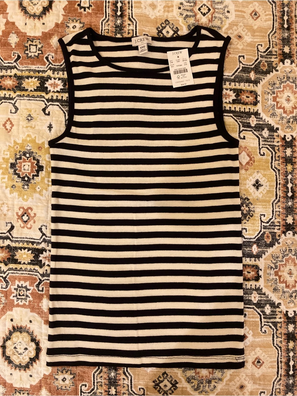J. Crew Black & White Striped Sleeveless Knit Tank